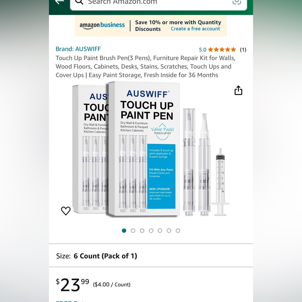 6 pc touch up paint pens